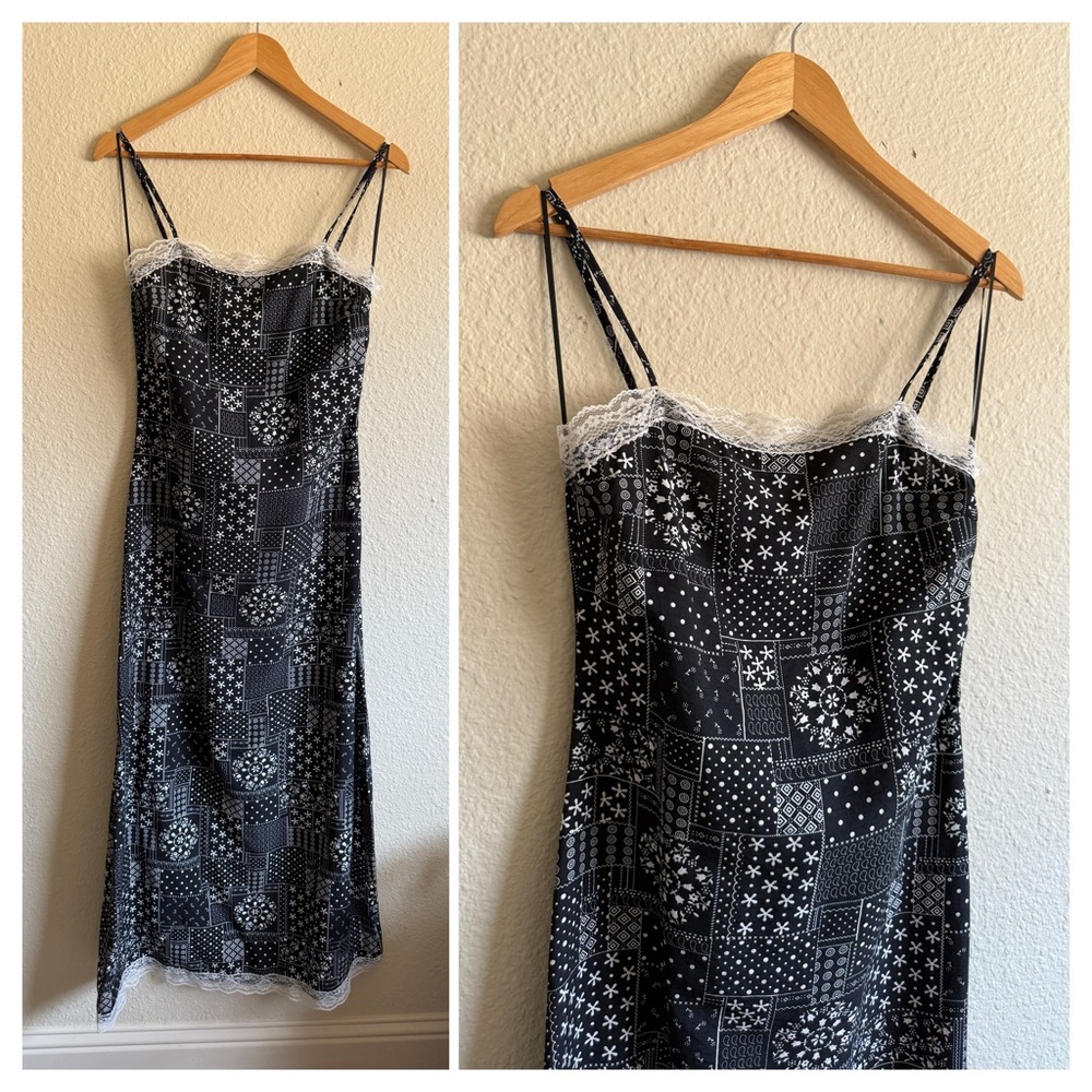 Pretty Garbage Black and White Patchwork Slip Dress-Size S